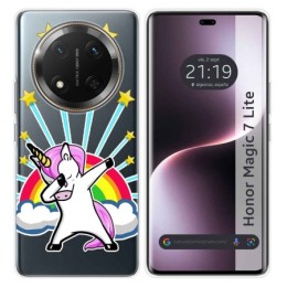 Funda Silicona Transparente para Huawei Honor Magic 7 Lite 5G diseño Unicornio Dibujos