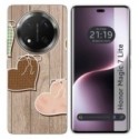 Funda Silicona para Huawei Honor Magic 7 Lite 5G diseño Corazones Madera Dibujos