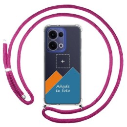 Personaliza tu Funda Colgante Transparente para Oppo Reno 13 5G con Cordon Rosa Fucsia Dibujo Personalizada