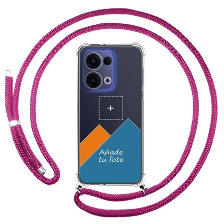 Personaliza tu Funda Colgante Transparente para Oppo Reno 13 5G con Cordon Rosa Fucsia Dibujo Personalizada