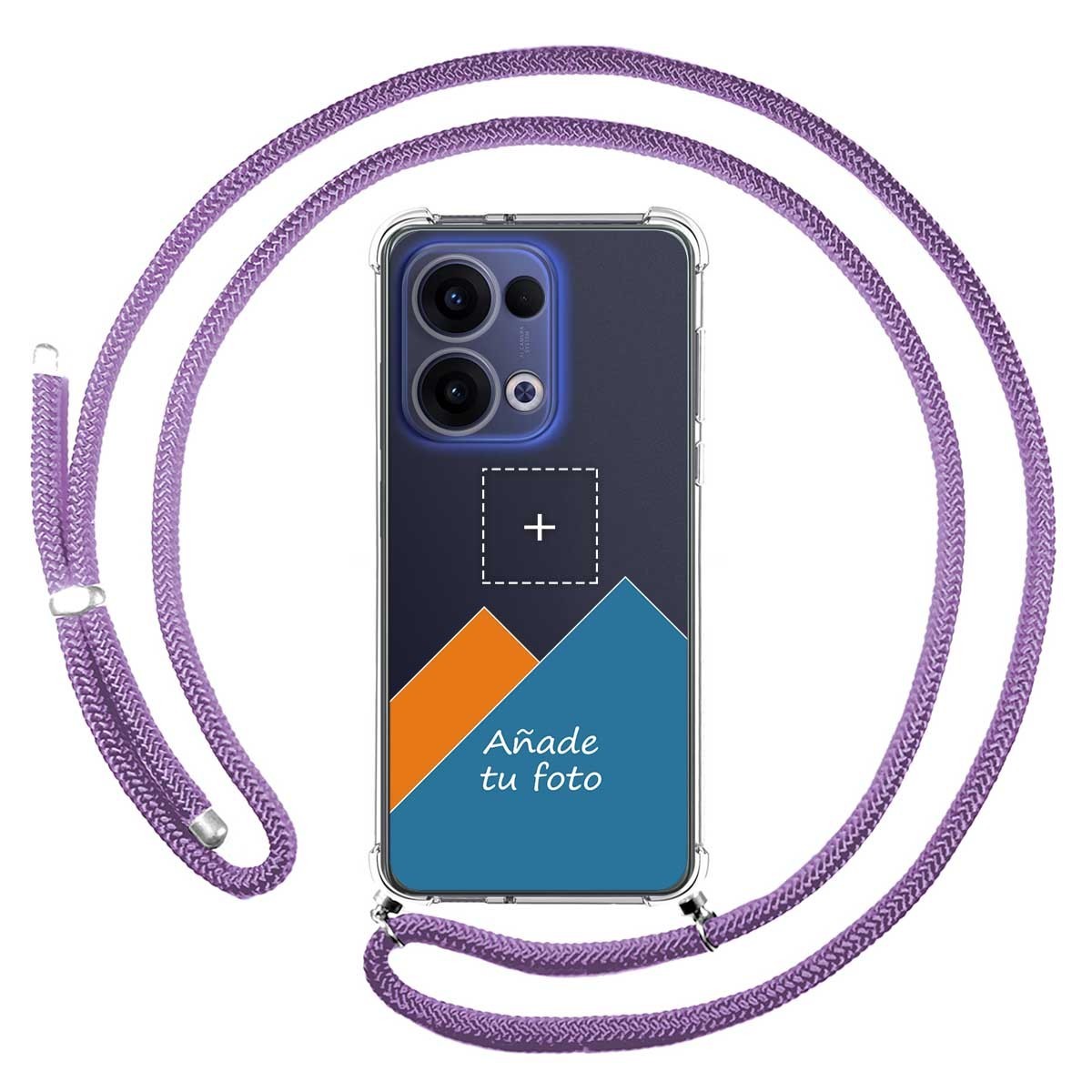 Personaliza tu Funda Colgante Transparente para Oppo Reno 13 5G con Cordon Morado Dibujo Personalizada