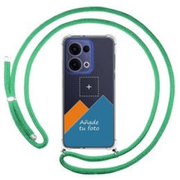 Personaliza tu Funda Colgante Transparente para Oppo Reno 13 5G con Cordon Verde Agua Dibujo Personalizada