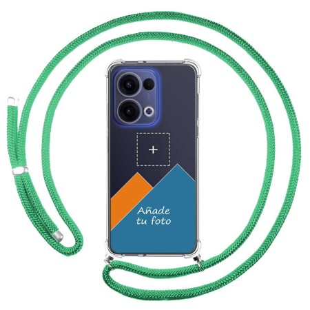 Personaliza tu Funda Colgante Transparente para Oppo Reno 13 5G con Cordon Verde Agua Dibujo Personalizada