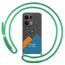 Personaliza tu Funda Colgante Transparente para Oppo Reno 13 Pro 5G con Cordon Verde Agua Dibujo Personalizada