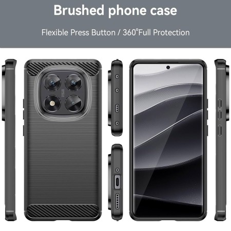 Funda Gel Tpu Tipo Carbon Negra para Xiaomi Redmi Note 14 Pro 5G