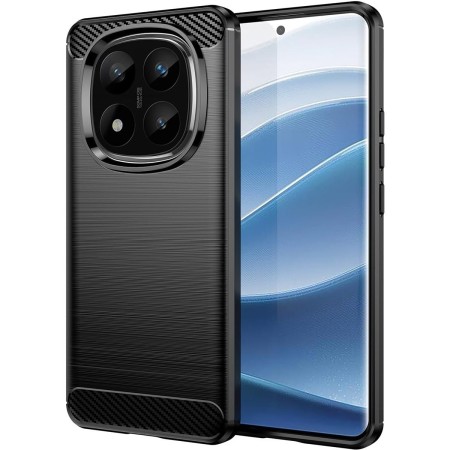 Funda Gel Tpu Tipo Carbon Negra para Xiaomi Redmi Note 14 Pro+ Plus 5G
