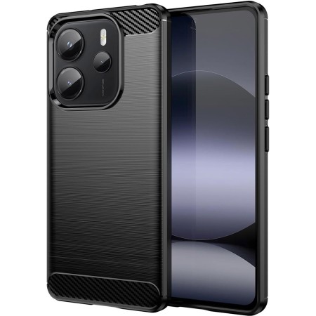 Funda Gel Tpu Tipo Carbon Negra para Xiaomi Redmi Note 14 4G