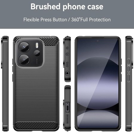 Funda Gel Tpu Tipo Carbon Negra para Xiaomi Redmi Note 14 4G