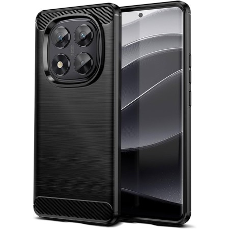 Funda Gel Tpu Tipo Carbon Negra para Xiaomi Poco X7 5G