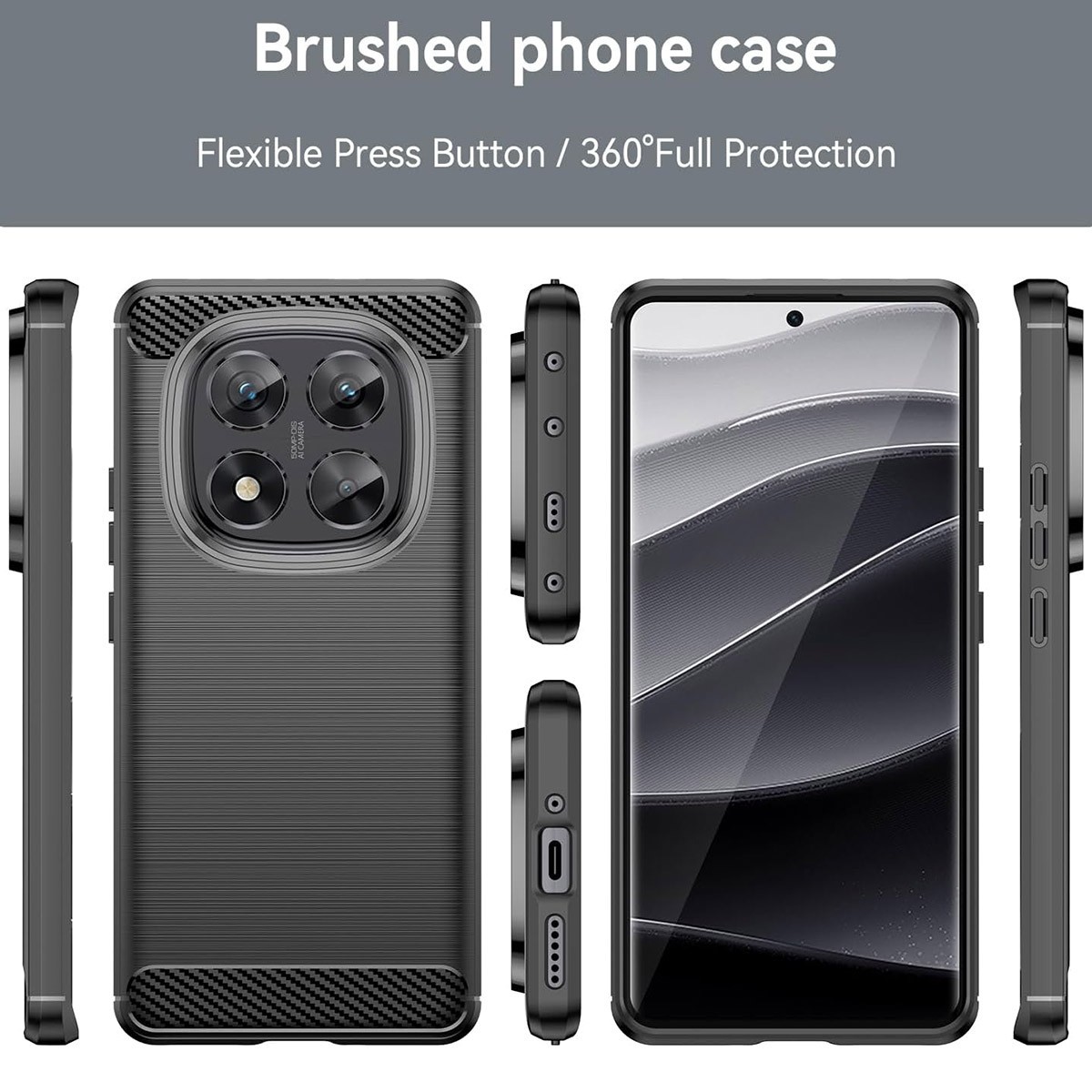 Funda Gel Tpu Tipo Carbon Negra para Xiaomi Poco X7 5G
