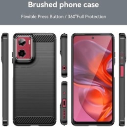Funda Gel Tpu Tipo Carbon Negra para Motorola Moto G05 / E15 2