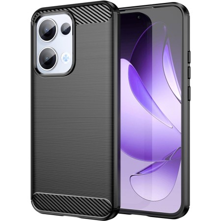Funda Gel Tpu Tipo Carbon Negra para Oppo Reno 13 5G
