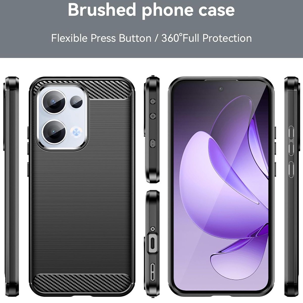 Funda Gel Tpu Tipo Carbon Negra para Oppo Reno 13 5G