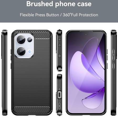 Funda Gel Tpu Tipo Carbon Negra para Oppo Reno 13 5G
