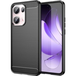 Funda Gel Tpu Tipo Carbon Negra para Oppo Reno 13 Pro 5G