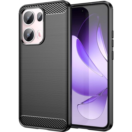 Funda Gel Tpu Tipo Carbon Negra para Oppo Reno 13 Pro 5G
