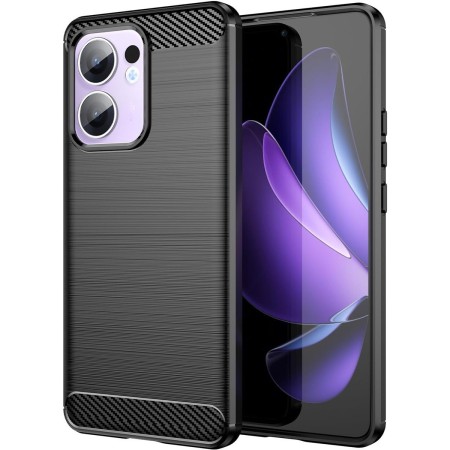 Funda Gel Tpu Tipo Carbon Negra para Oppo Reno 13F 4G / 13 F 5G