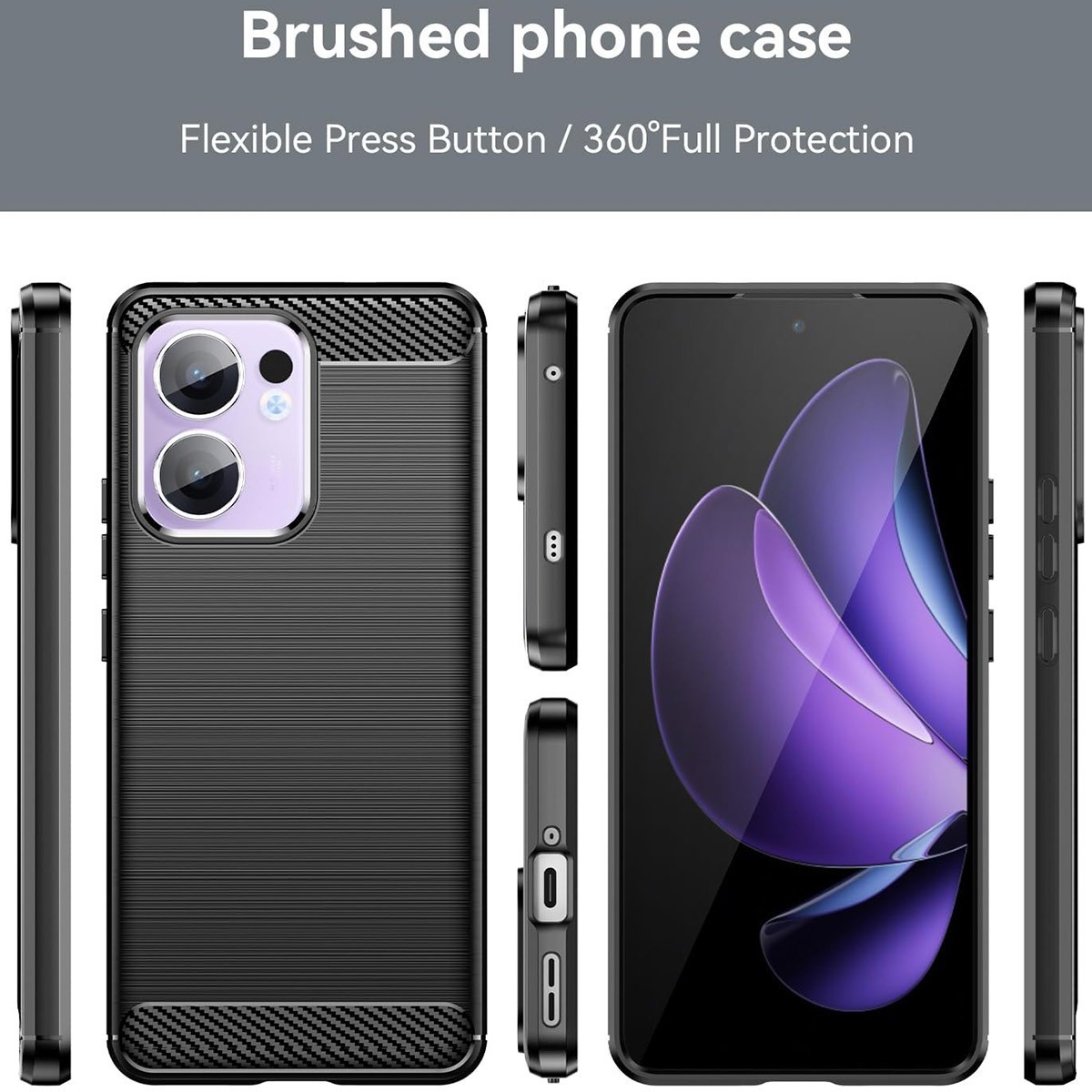 Funda Gel Tpu Tipo Carbon Negra para Oppo Reno 13F 4G / 13 F 5G