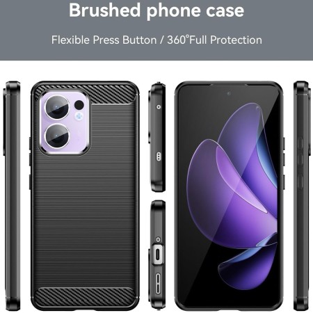 Funda Gel Tpu Tipo Carbon Negra para Oppo Reno 13FS 4G / 13 FS 5G