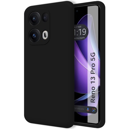 Funda Silicona Líquida Ultra Suave para Oppo Reno 13 Pro 5G color Negra