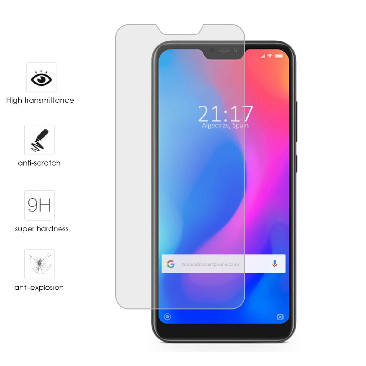 Protector Cristal Templado para Xiaomi Redmi 6 Pro / Mi A2 Lite Vidrio