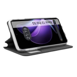Funda Libro Soporte con Ventana para Oppo Reno 13 Pro 5G color Negra 2