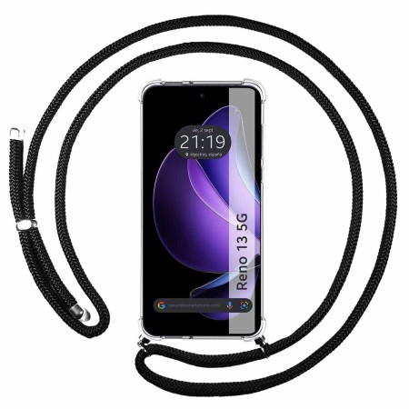 Funda Colgante Transparente para Oppo Reno 13 5G con Cordon Negro
