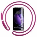 Funda Colgante Transparente para Oppo Reno 13 Pro 5G con Cordon Rosa Fucsia