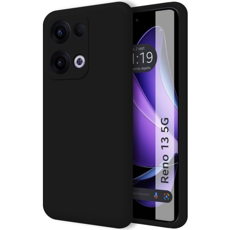 Funda Silicona Líquida Ultra Suave para Oppo Reno 13 5G color Negra