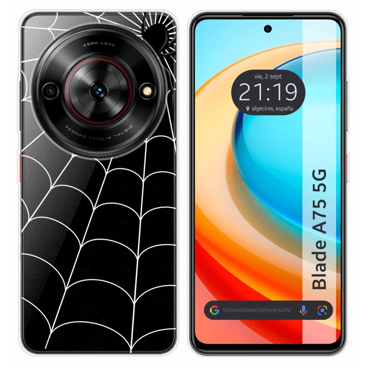 Funda Silicona Transparente para Zte Blade A75 5G diseño Araña Dibujos