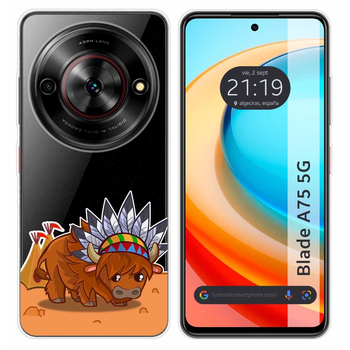 Funda Silicona Transparente para Zte Blade A75 5G diseño Bufalo Dibujos