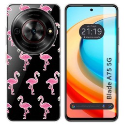 Funda Silicona Transparente para Zte Blade A75 5G diseño Flamenco Dibujos