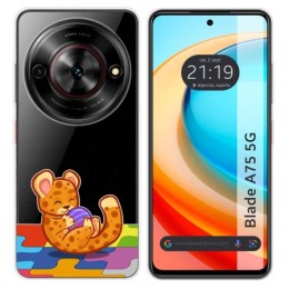 Funda Silicona Transparente para Zte Blade A75 5G diseño Leopardo Dibujos