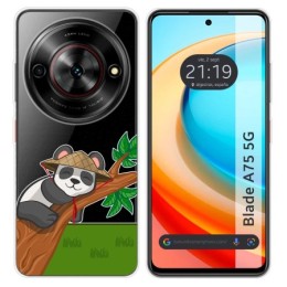 Funda Silicona Transparente para Zte Blade A75 5G diseño Panda Dibujos