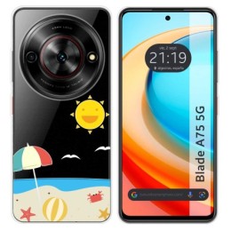 Funda Silicona Transparente para Zte Blade A75 5G diseño Playa Dibujos