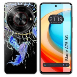 Funda Silicona Transparente para Zte Blade A75 5G diseño Plumas Dibujos