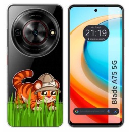 Funda Silicona Transparente para Zte Blade A75 5G diseño Tigre Dibujos