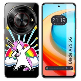 Funda Silicona Transparente para Zte Blade A75 5G diseño Unicornio Dibujos