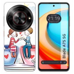 Funda Silicona para Zte Blade A75 5G diseño Café Dibujos