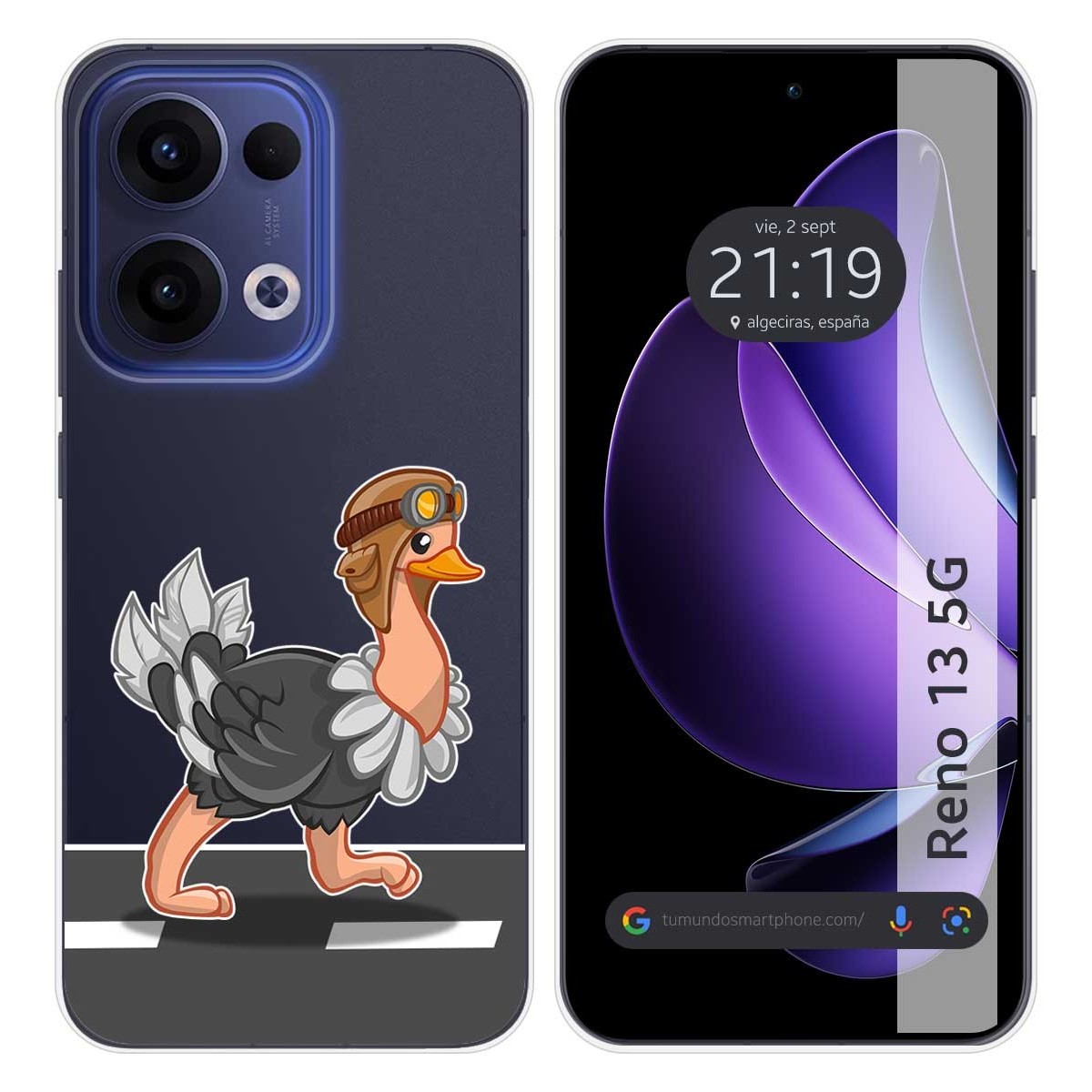 Funda Silicona Transparente para Oppo Reno 13 5G diseño Avestruz Dibujos