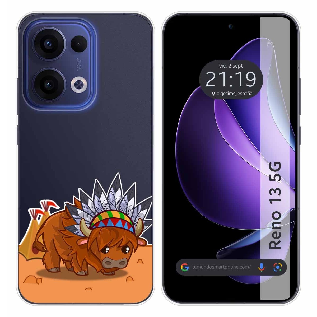 Funda Silicona Transparente para Oppo Reno 13 5G diseño Bufalo Dibujos