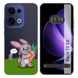 Funda Silicona Transparente para Oppo Reno 13 5G diseño Conejo Dibujos