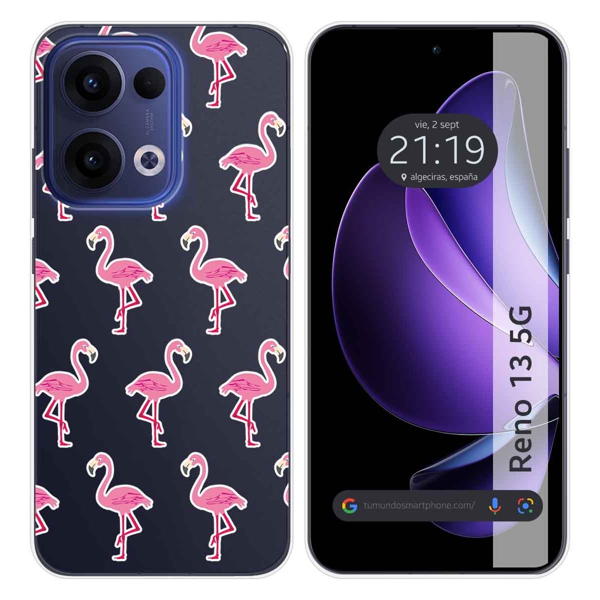 Funda Silicona Transparente para Oppo Reno 13 5G diseño Flamenco Dibujos