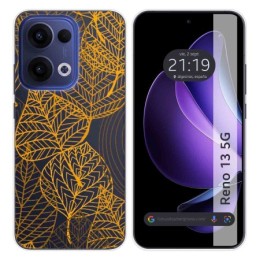 Funda Silicona Transparente para Oppo Reno 13 5G diseño Hojas Dibujos