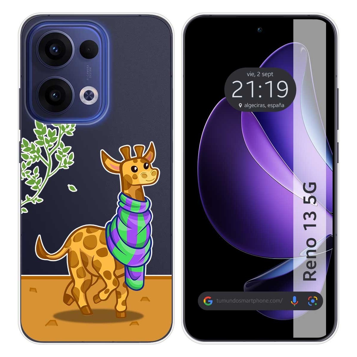 Funda Silicona Transparente para Oppo Reno 13 5G diseño Jirafa Dibujos