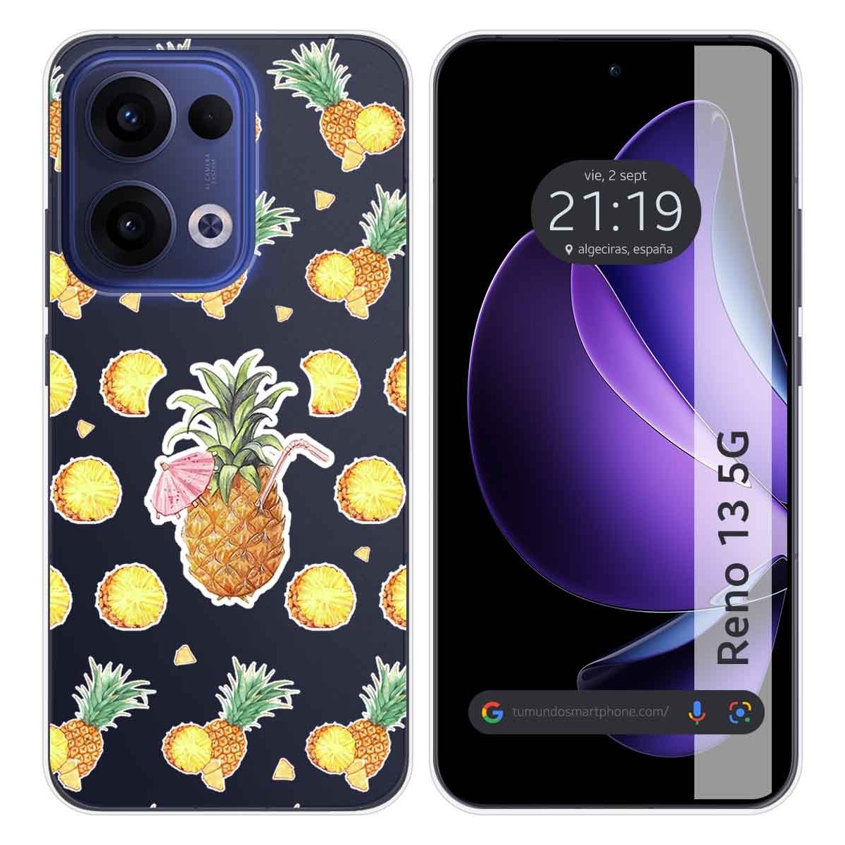 Funda Silicona Transparente para Oppo Reno 13 5G diseño Piña Dibujos