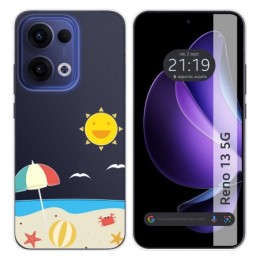 Funda Silicona Transparente para Oppo Reno 13 5G diseño Playa Dibujos