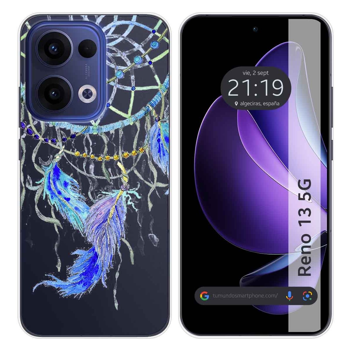 Funda Silicona Transparente para Oppo Reno 13 5G diseño Plumas Dibujos