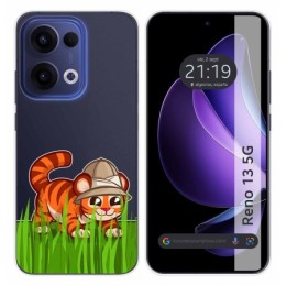 Funda Silicona Transparente para Oppo Reno 13 5G diseño Tigre Dibujos