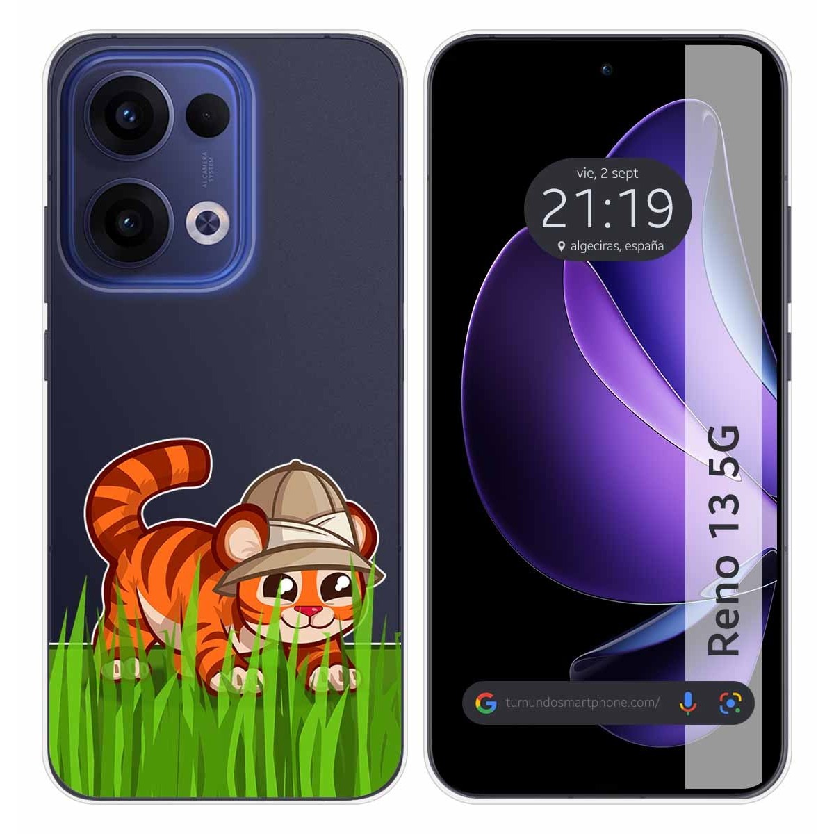 Funda Silicona Transparente para Oppo Reno 13 5G diseño Tigre Dibujos